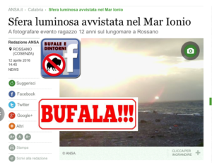 Ufo di Cosenza: ci casca persino l’Ansa Spazio - Complottismo orbitale