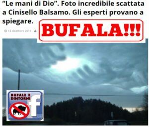 BUFALA – "Le mani di Dio" , fotografate tra le nuvole. Bufale