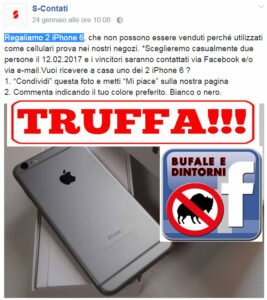 TRUFFA – S-Contati – Regaliamo 2 iPhone 6 Bufale