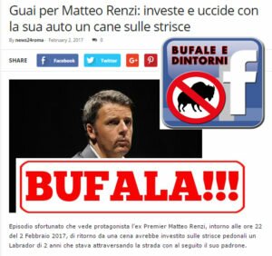 BUFALA – Renzi investe e uccide un cane Bufale