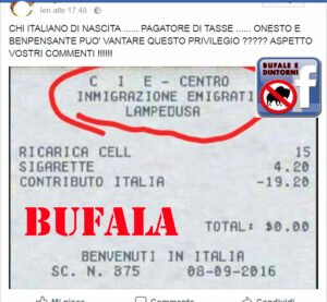 BUFALA – Sigarette e ricariche telefoniche ai migranti pagate dal C.I.E. Altre bufale - Curiosità
