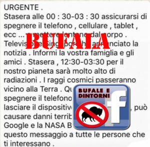 BUFALA – Spegnete i cellulari, esposizione raggi cosmici. Altre bufale - Curiosità